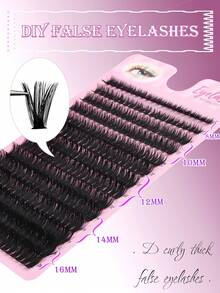 280pcs 60D Mix Cluster Eyelash, 0.05mm Thickness, D Curl, 8mm-16mm Mix Length, Natural Style Russian Flat Dense Fluffy Handmade Mink Eyelash Cluster For Halloween Theatrical Makeup, Festival Makeup, Christmas Makeup, Beginner Essentiallash Clusters,Eyelash Clusters,Individual Eyelashes,Lashes,Fake Lashes - D - View 6