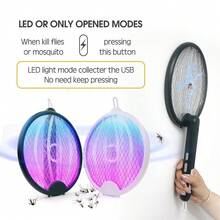 OBOVAY 1pc Foldable Electric Mosquito Killer Fly Swatter Trap USB Rechargeable Mosquito Racket Insect Killer With UV Light Bug Zapper,500mAh - Multicolor - View 4