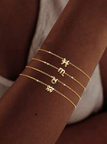 Bracelet de la constellation du zodiaque 12 en argent sterling plaqué or 14 carats, design minimaliste exquis. Bracelets empilables Bélier Taureau. Cadeau d'anniversaire de bijoux pour femmes.