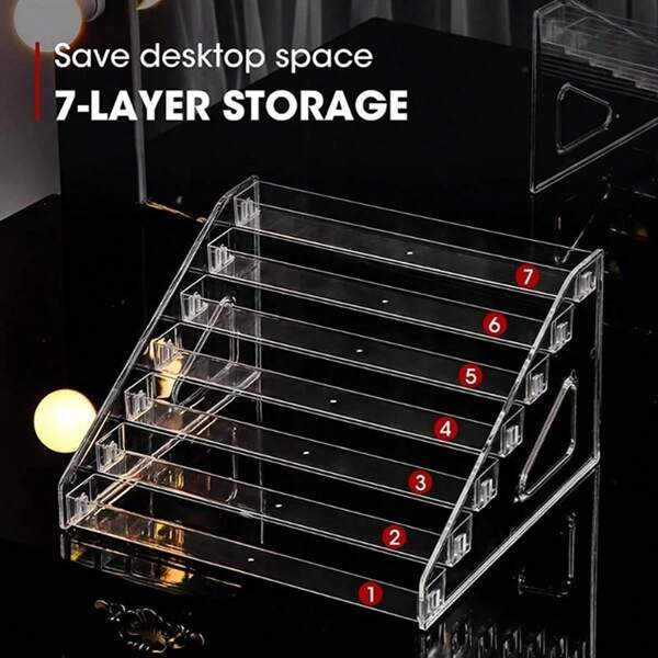 1pc Plastic Multi-Tier Display Stand - Modern Tiered Storage Rack, Suitable For Cosmetics, Skincare, Perfume, Lipstick, Jewelry, Nail Polish Storage - Freestanding, No Electricity Required, Capacity Less Than 3.2 Cubic Feet, Height Under 27 Inches