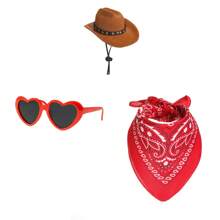 3pcs Western Cowboy Porch Goose Outfits For 23"/ 17'' Lawn Cement Goose Statue Clothes Cowboy Hat Sunglasses With Bandana Scarf