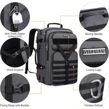 WITZMAN Carry On Travel Backpack For Men Large Convertible 45L Duffle Bag Fit 17 Inch Laptop Airline Appd - SilveryGrey - View 5