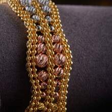 1pc Women Multicolor Copper Bead Woven Double Row Pearl Chain Wave Bracelet, Suitable For Daily And Party Wear