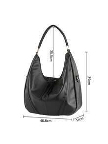 Sheonly US Mid-West Style Hobo Tote Bag 2pcs Set - Handbag & Wallet - Black - View 7