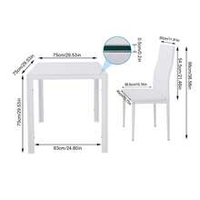 Glass Table And Chairs Set 2, 75cm Square Table With 2 Faux Leather High Back Chairs Modern Dining Room Sets For Home Kitchen Office