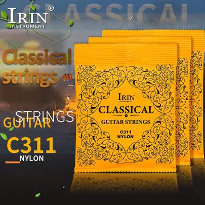 IRIN C311 Full 6 Strings Set Classical Guitar Strings Clear Nylon And Silvery Plated Copper With Antirust Coat Hard Tension