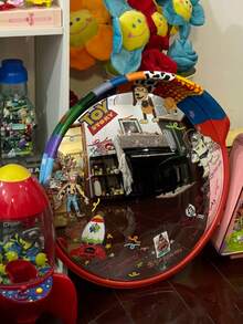 Espejo decorativo de ángulo ancho convexo y cóncavo para colgar en la pared, de 30/45 pulgadas, de estilo DIY pintado a mano, para decoración del hogar, como accesorio de fotografía para fiestas, espejo de estilo hip-hop, decoración de tienda - Multicolor - Ver 9