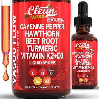 Cayenne Pepper Drops, Cayenne Pepper Extract With Hawthorn Beet Root 60ml Plant-Based Liquid
