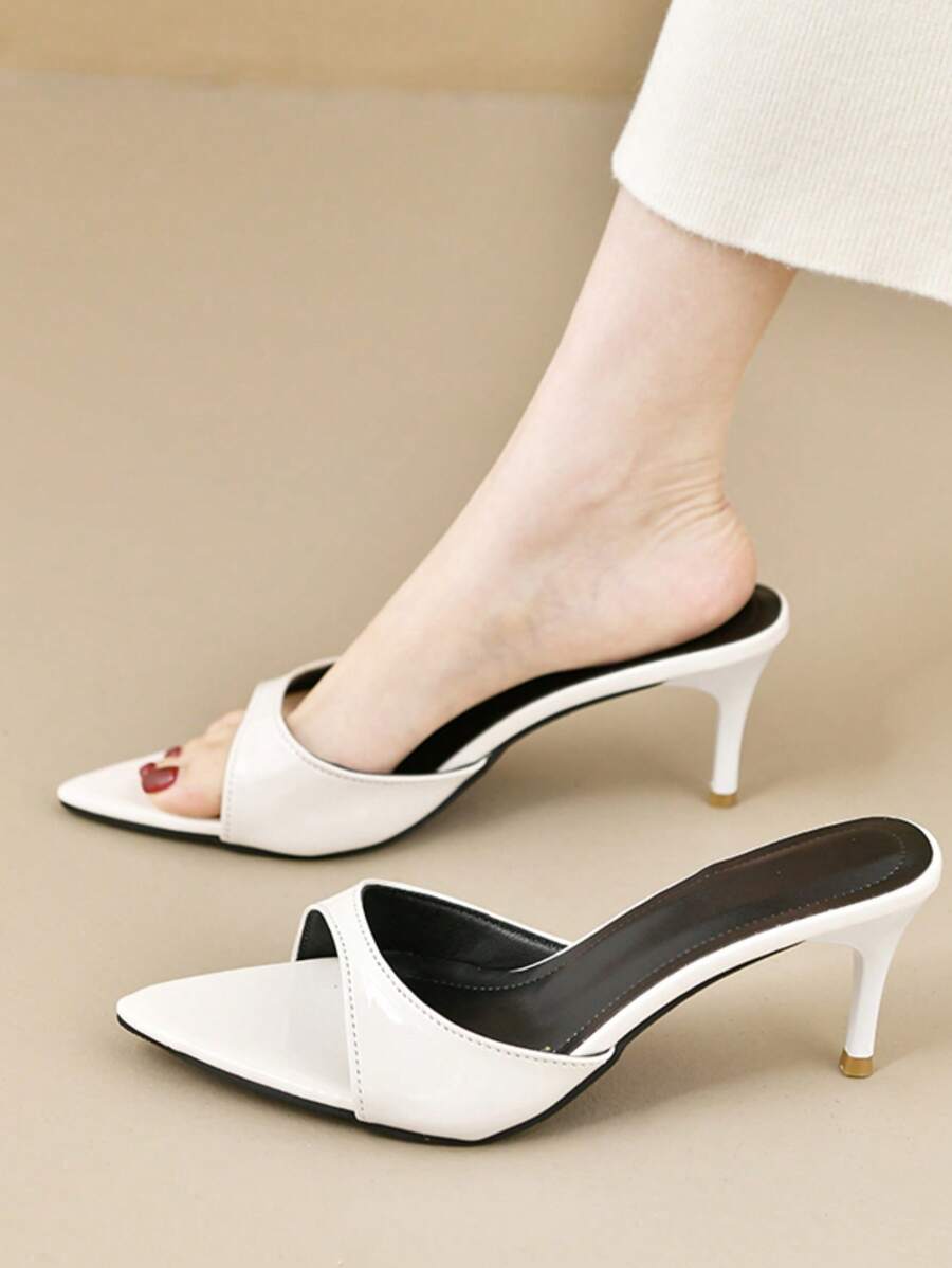Sandalias de tacón de aguja con correa trasera para mujer