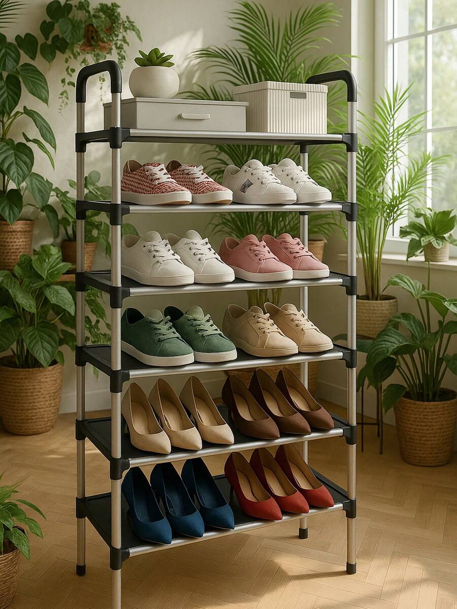 Estante zapatero 8 pisos almacenamiento vertical 24 pares diseño moderno funcional organizador zapatos resistente estructura metalica hogar habitación zapatero compacto fácil armado - Multicolor - Ver 1