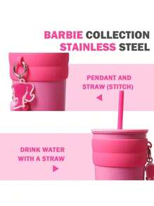 Miniso Barbie Gradient Stainless Steel Straw Cup 800mL/27.05oz - Stylish And Portable, Keeps Drinks Hot & Cold, Ideal For Office, School, And Outdoor Activities (1PC)