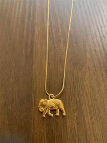 New Stainless Steel Ocean Elements Fish & Elephant Pendant Necklace, Summer Beach Vacation Jewelry For Women