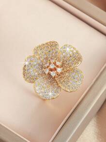 قطعة واحدة خاتم ذهبي بطلاء عياري 18 قيراط مرصع بالزركون مناسب للهدايا اليومية ومناسبات الأعياد والعيد والأم واليوم الأم