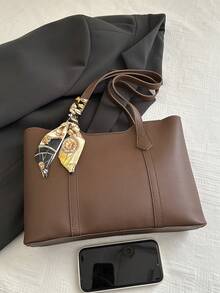 全新奢华图案百搭女士单肩托特包 - 棕色 - 查看 7
