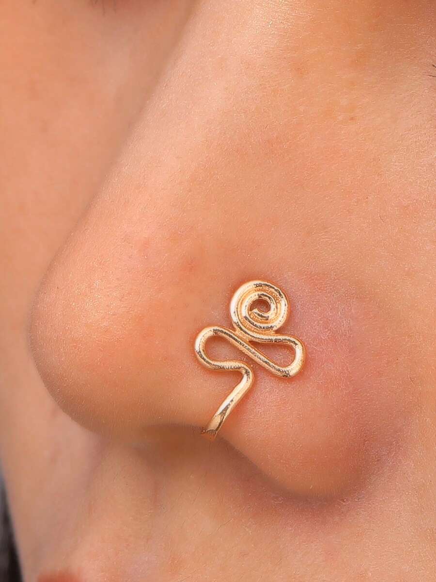 1 件简约女士鼻环，适合日常佩戴、社交、聚会、音乐节、送给女朋友和最好的朋友的礼物 - 金黃色 - 查看 1