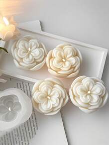 1 Stück 3D romantische Blume Silikonform, geeignet für Kerzen, Seife und Harz Bastelarbeiten - Rosa Blumen Design, perfekt für handgemachte duftende Kerzen, Gips Dekorationen und Geschenkherstellung, ideal für Heimdekoration, Silikon Kerzengießform