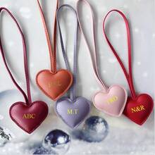 1pc Customized Letter Design PU Leather Heart-Shaped Thick Women's Handbag Charm, Personalized Heart-Shaped Bag Pendant, Suitable As Birthday, Christmas, Valentine's Day Gift, Personalized PU Leather Girl Heart-Shaped Keychain, Heart-Shaped Women's Bag Charm, DIY Keychain Accessories - Multicolor - View 4