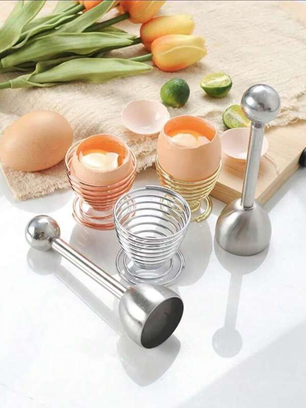 Cortador de casca de ovo cozido de aço inoxidável, separador de casca de ovo multifuncional, triturador de casca de ovo, cortador de casca de ovo, abridor de ovo, percussor, adequado para ovos crus, ovos moles e ovos cozidos, utensílios de cozinha, acessórios de cozinha