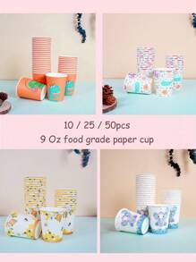 10/25/50 Pieces, 9-Ounce Cartoon Animal Themed Paper Cup Party Supplies, Disposable Party Paper Cups. Suitable For Multiple Use, Picnic Supplies, Birthday Parties, Camping, Decoration, And Celebration Events. Party Gifts, Bridal Showers, Restaurant Decorations, Kitchen Utensils, Parties, Dinosaurs, Whales, Bees, Elephants