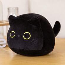 1 pieza Almohada decorativa adorable y linda en forma de gato, cojín de peluche de gato negro, muñeco de peluche de gatito, regalo de decoración del hogar para amigos