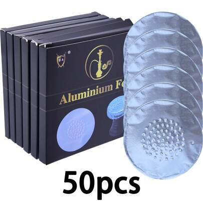 50pcs Hookah Shisha Set Accessories, 4.7-Inch Heat Resistant Aluminum Foil With Holes , Hole Hookah Tin Foil Accessories For Various Hookah Kettles And Various Types Of Hookah Bowls,