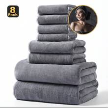 MIDENSI Juego de 8 piezas de toallas de felpa de coral suave, incluye 2 toallas de baño (27" X 55"), 2 toallas de mano (13.7" X 29.5"), 4 paños de lavado (11.8" X 11.8"), de secado rápido, absorbentes, ligeros, adecuados para actividades al aire libre, baño, toallas faciales, decoración de baño, decoración de otoño, de vuelta a la escuela para salón de belleza, hogar y baño