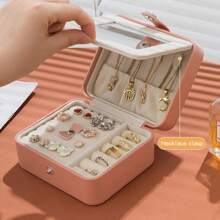 1pc Multifunctional Tri-Layer Rhombic Pattern Pu Jewelry Box With Large Capacity For Women's Jewelry Storage At Home