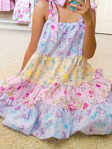 Women Mini Dress Floral Print Tie-Up Straps Cami Dress Summer Fashion Sleeveless Casual Dress - Nhiều màu - Xem 5
