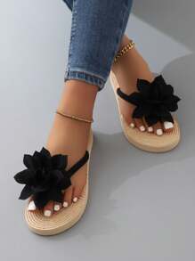 Süße, bunte Blumen T-Riemen Flip Flops Sandalen für Frauen, Strandpantoffeln