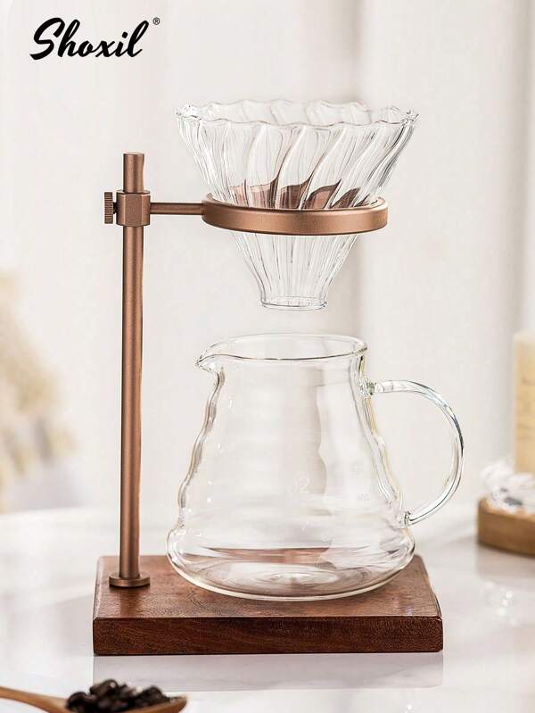 shoxil 1 Stück Handgebrautes Kaffee-Ständer, Outdoor Handgebrauter Kaffeetopf, Kaffeefilter Tassen Halter, Vintage massiv Holz Basis, Handgebrauter Kaffeeständer