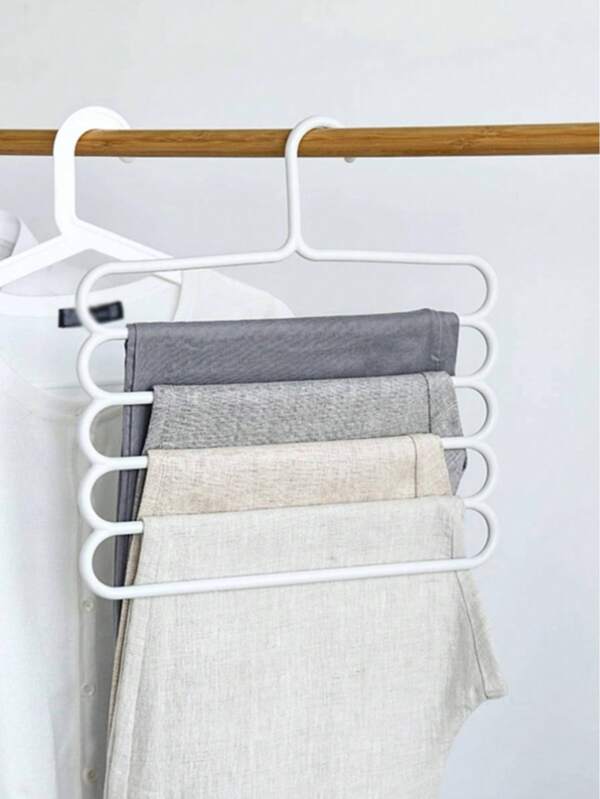 1/3/5 Stücke platzsparende mehrstöckige Hosenbügel - rutschfest, verstellbar, geeignet zum Aufbewahren von Kleidung, Schals und Accessoires - langanhaltend Kunststoff Kleiderschrank Organizer, ideal für Schränke und Waschräume, Trockenregale (zufällige Farbe & Stil)