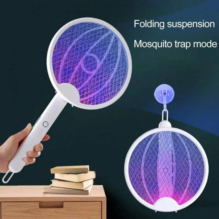 OBOVAY 1pc Foldable Electric Mosquito Killer Fly Swatter Trap USB Rechargeable Mosquito Racket Insect Killer With UV Light Bug Zapper,500mAh - Multicolor - View 1
