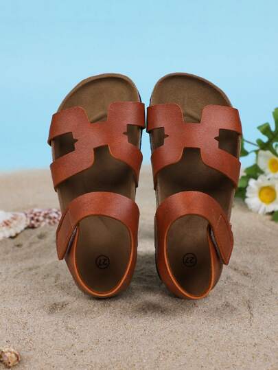 A Pair Of Girls' Flat Sandals, Toe-Leaking Bohemian Sandals, Comfortable Cork Soles, Retro Classic Shoes Suitable For Parties, Street Style, Retro Casual Wear, New Arrival In Spring And Summer, Comfortable College Students' Roman Sandals.