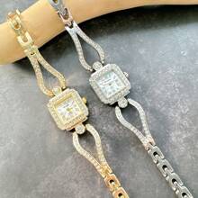 1 Stück neue einfache Damenuhr mit kreativem modischem quadratischem Armband, Quarzuhr für Damen
