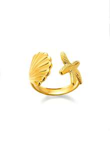 Gold Shell Ring Beach Themed Adjustable Rings; Ocean Inspired Jewelry; Starfish & Seashell Rings; Boho Summer Gift For Women - Ring - View 27