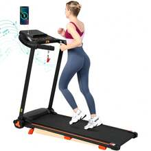 MERAX NEW Treadmills For Home, 2.5HP Quiet Folding Treadmill With Heart Rate Sensor, 300lbs Weight Capacity, 7.5MPH, Incline Treadmill With USB Charge Station & Bluetooth Speaker, 6 Shock-Absorbing - 黑色 - 查看 11