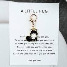 1pc Cute Cartoon Animal Theme Keychain With Small Hug Greeting Card, Unique Animal Design - Suitable For Animal Lovers, Thoughtful Gift For Family And Friends - Multicolor - View 2