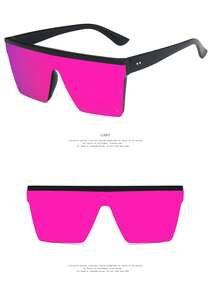 1 件方形大框铆钉装饰金属时尚眼镜，适合夏季海滩度假、户外、旅行