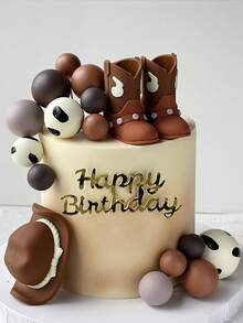 1pc/2pcs/23pcsRodeo Cake Decorations, Cowboy Theme Birthday Cake Decorations Brown White Ball Cake Decorations, Western Cowboy Hat Cowboy Boots Soft Clay Decoration Cake Decorations, Suitable For Cowboy Theme Party Cake Decorations, Western Style Cake Decorations, Suitable For Men's Birthday Cake Decorations, Retirement Party Cake Decorations - Multicolor - View 2