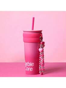 Miniso Barbie Gradient Stainless Steel Straw Cup 800mL/27.05oz - Stylish And Portable, Keeps Drinks Hot & Cold, Ideal For Office, School, And Outdoor Activities (1PC)
