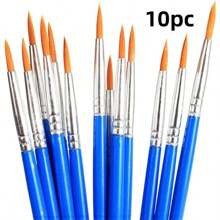 100 pezzi/50 pezzi/30 pezzi/10 pezzi Pennelli per arte e linee in plastica blu con manico, adatti per pittura, disegno e contorni, ideali per il ritorno a scuola, forniture scolastiche