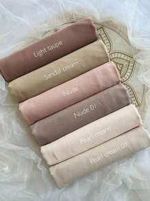 6件/包女士纯色珍珠雪纺盖头围巾