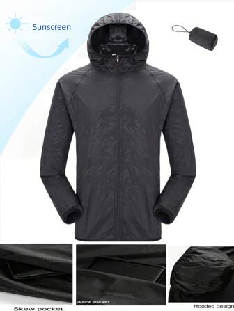 1 stuk casual outdoor lichtgewicht plus size jas voor heren, waterafstotend materiaal, huidvriendelijke windjack