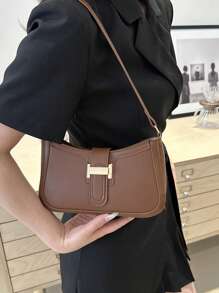 Elegante bolso de hombro en forma de media luna para mujer, moda casual y elegante, bolso debajo del brazo de unicolor