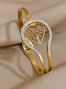 1 Pulsera brazalete de acero inoxidable con diseño de corazón para mujer, joyería de diario y fiesta, regalo para el Día de la Madre, verano