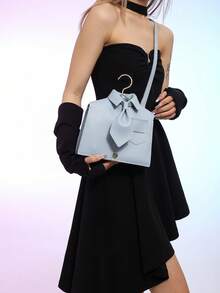 Quirky Collar Shape Women Shoulder Bag, Black Flap Fashion Crossbody Bag, Phone Pouch, Interesting Gift - Baby Blue - View 7