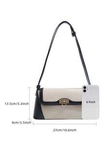 Fashionable Color Block Adjustable Strap Multi-Wear Shoulder Bag, Versatile For Casual, Beach, Vacation - Multicolor - View 3