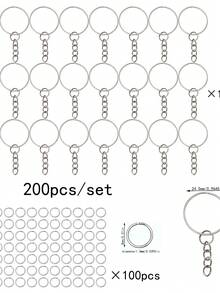 200 Pieces Per Set. 4 - Link Chain Keyrings With Flat - Mouth Rings, Suitable For Daily DIY Keychain And Phone Strap Making. - 200pcs/set - View 6