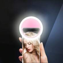 1 Pieza Luz de Anillo Selfie LED Portátil Blanco/Rosa/Azul/Negro, Lámpara de Maquillaje con Espejo, con Carga USB, 3 Modos de Iluminación, Iluminación Portátil, Luz Halo de Belleza para Foto, Adecuado para Transmisión en Vivo, Iluminación de Videollamadas, Fotografía y Video, Regalo Encantador, Recorte de Uñas, Extensión de Pestañas, Tatuaje y Cuidado de la Piel, Control con Botón Táctil, Decoración de Habitaciones, Iluminación para Acampada al Aire Libre