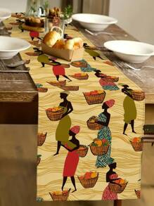1 Pc African Print Table Runner, Women Print Table Runner, For Kitchen, Dining Room Decor, Holiday, Home Gathering, Wedding, Outdoor Dining, Coffee Table Decor